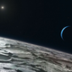 El Sol sobre Neptuno desde la superficie de Tritón